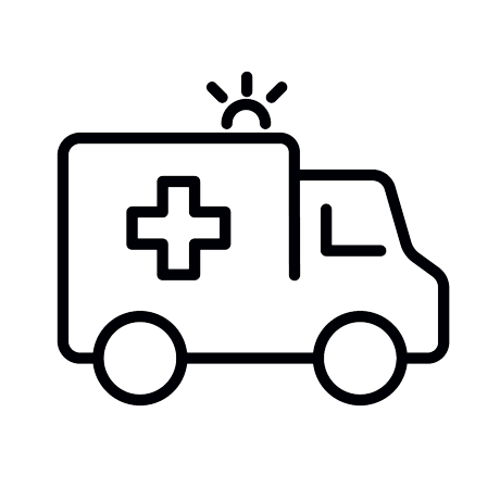 BRIDGE ICON - a line drawing of an ambulance