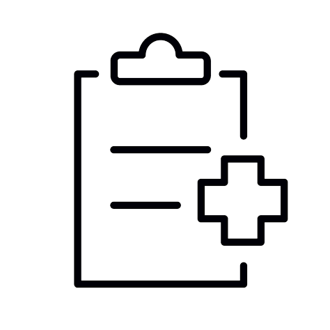 CRIS icon - a line drawing of a clipboard with health cross symbol